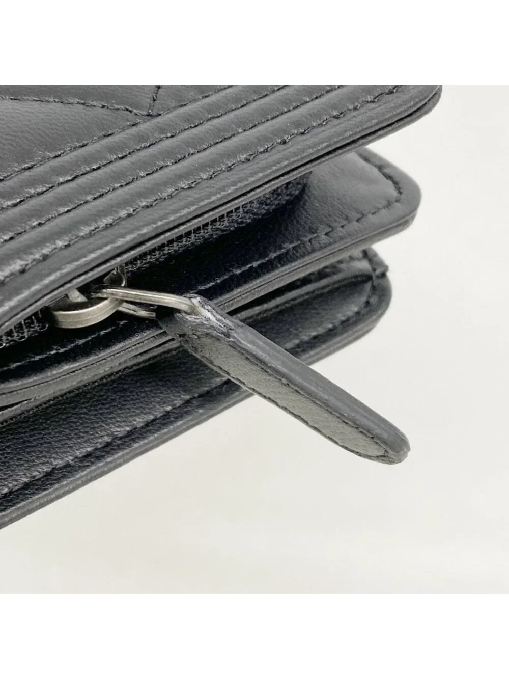 Chanel Wallet Boy Lambskin Black Silver